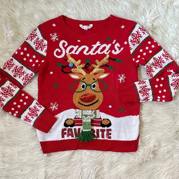 NO BOUNDARIES M S Santa’s Favorite Reindeer Ugly Christmas Sweater Pullover - Picture 7 of 11